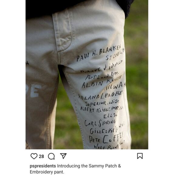 NWT P's President's Khaki Gabardine Patch Embroidery Pants Size 36 - Picture 6 of 9